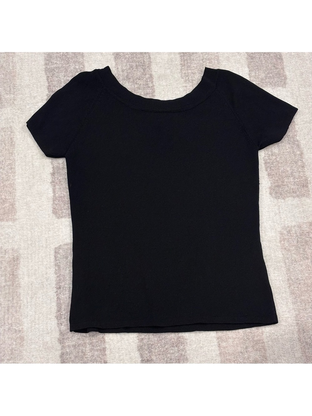 Joseph A. |  Classic Black Short Sleeve Ribbed Top Size Large